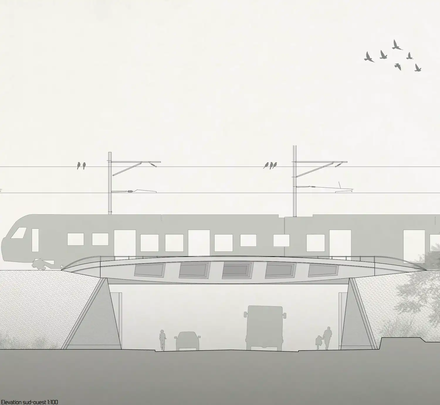 Elevation sud-ouest 1:100